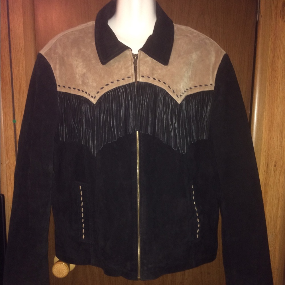 🚩🚩sold🚩🚩Vtg Scully Leather Tan Black Suede