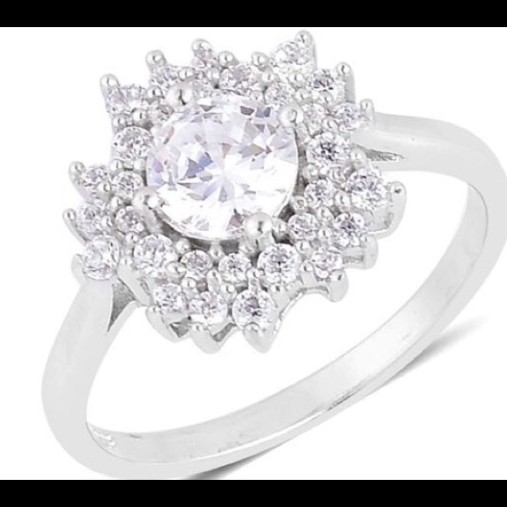 Sterling Silver Simulated Diamonds Ring Size 6