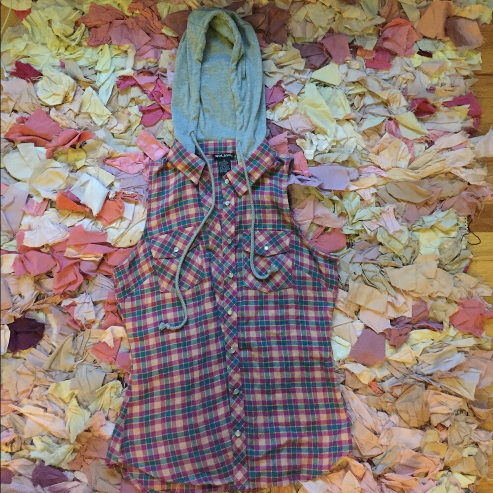 Hoodie Flannel Vest
