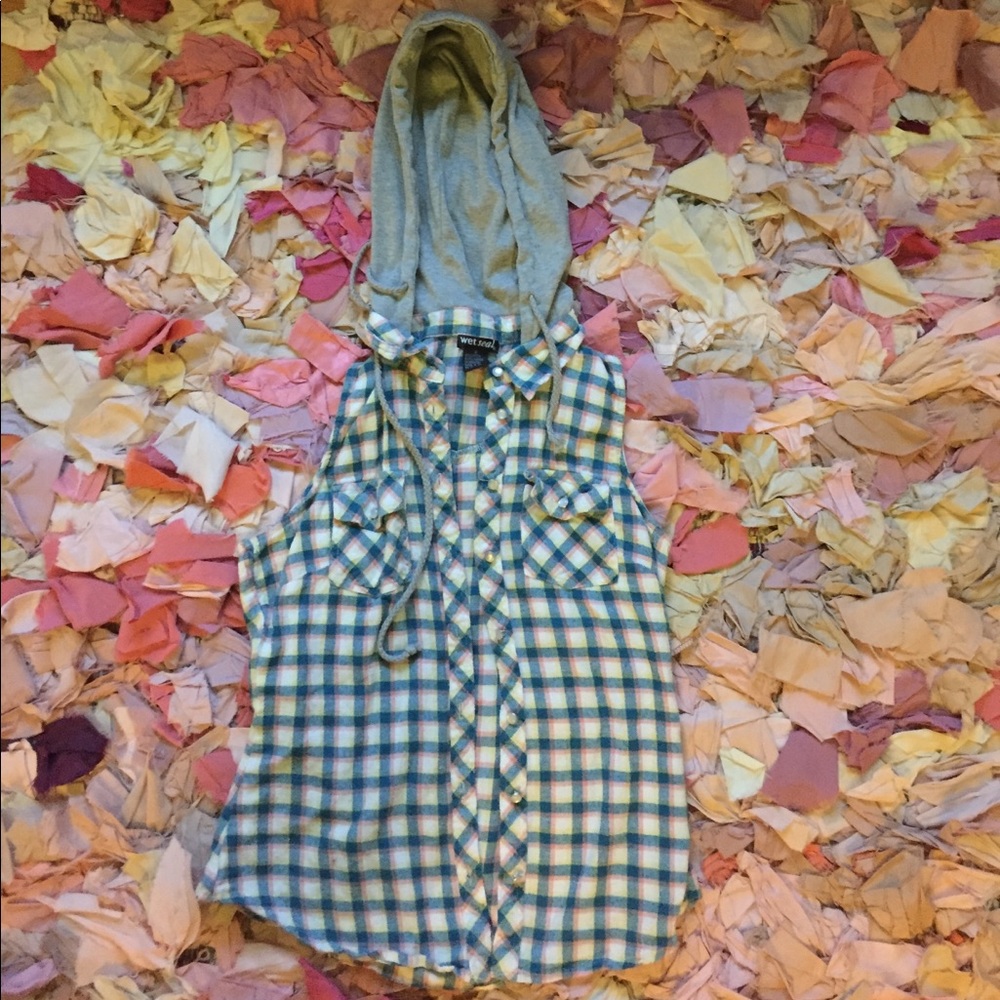 Hooded Flannel Vest