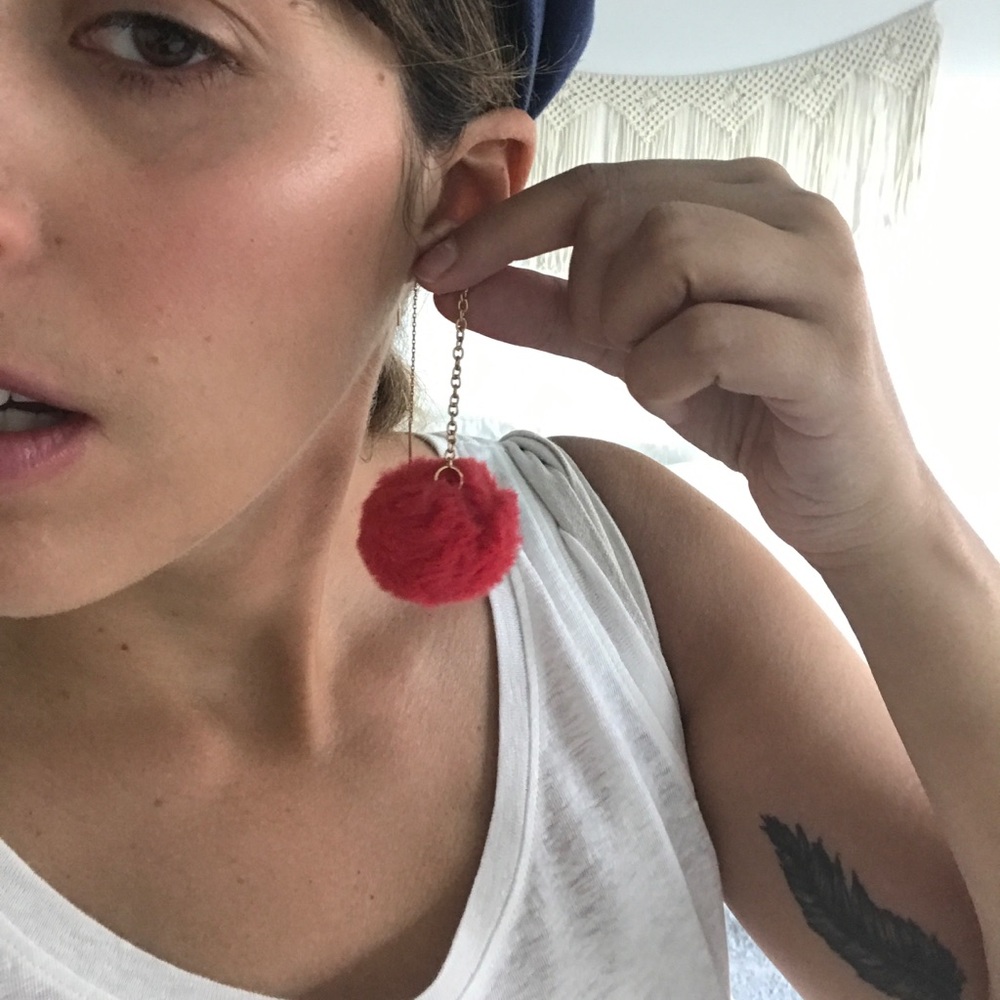 Pink Puff Earrings - Picture 2 of 3