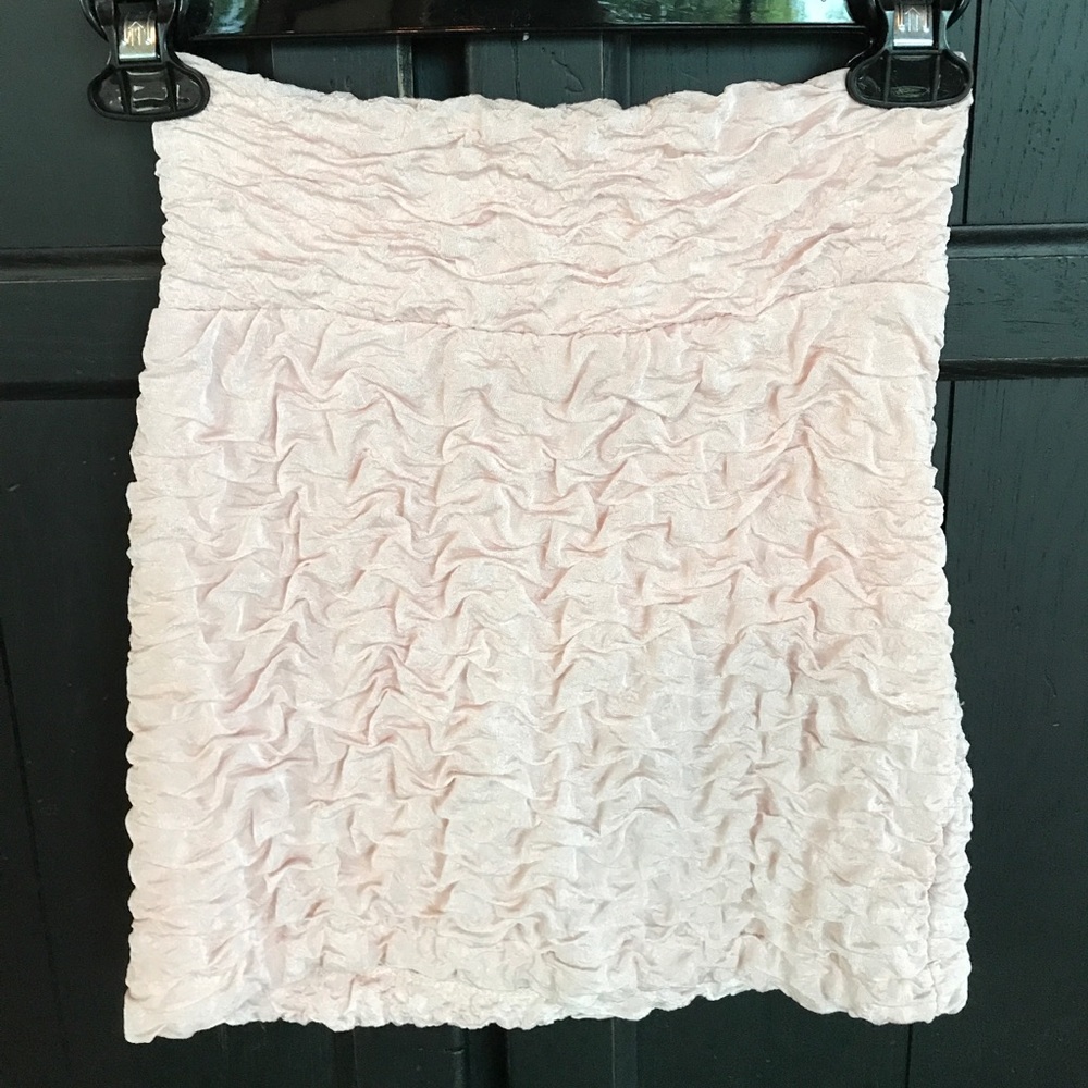 Light Pink Ruched Mini Skirt