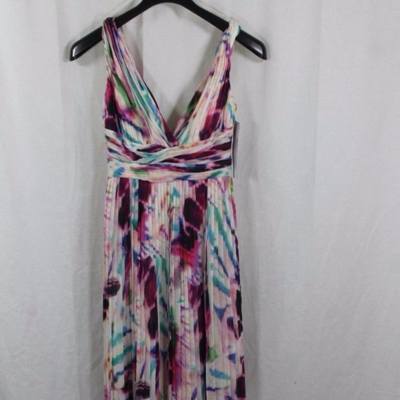 AIDAN MATTOX WHITE PURPLE SLEEVELESS GOWN SIZE 2 - Picture 1 of 7