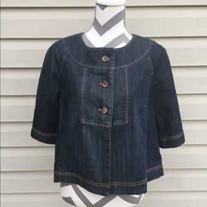 Ann Taylor Cropped Denim/Jean Bolero Jacket Sz L