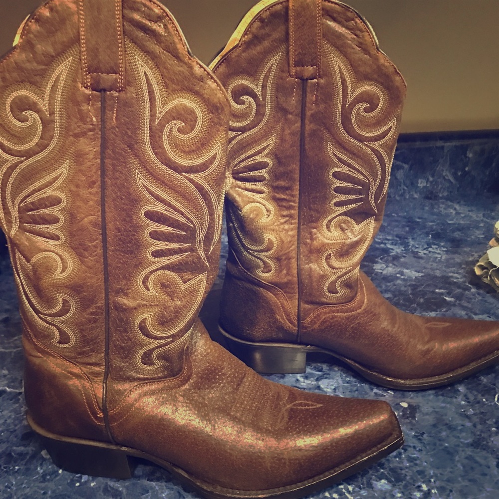 Real leather cowboy boots