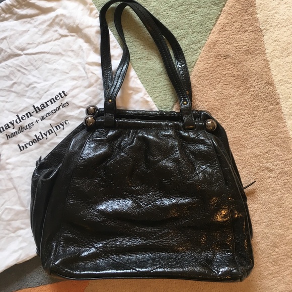 [Hayden Harnett] Black Patent Leather Shoulder Bag - Picture 1 of 8
