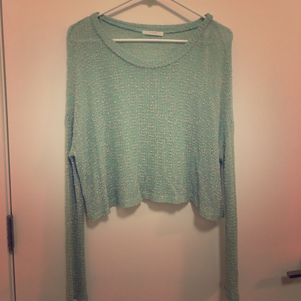 Turquoise knit cropped sweater