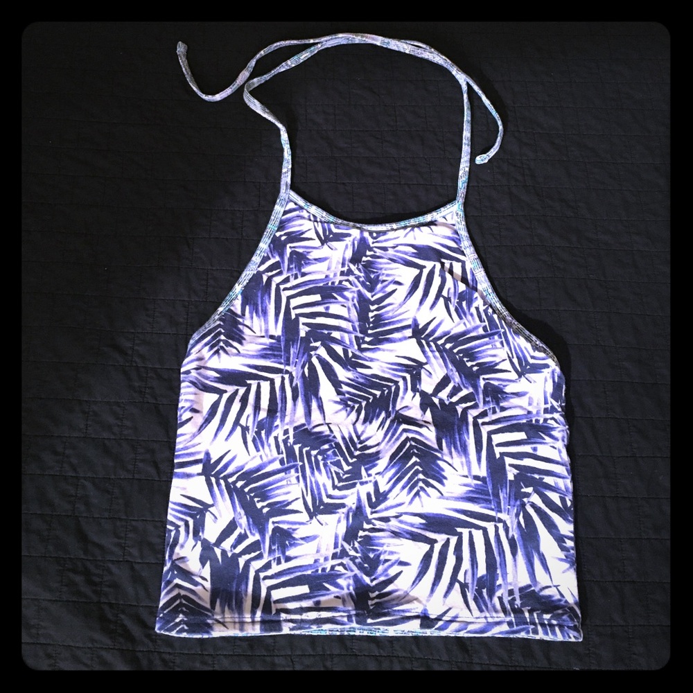 Reversible cropped halter top