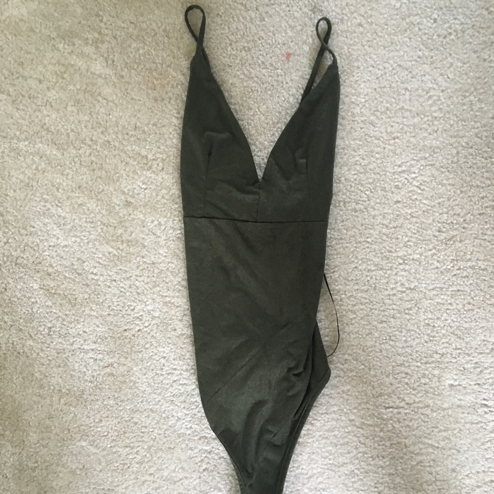 NWT Forever 21 Dark Green Crisscross Bodysuit