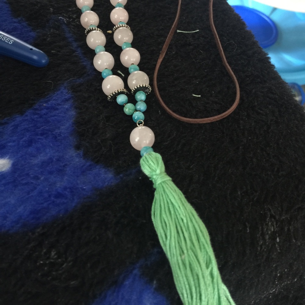 Genuine gemstone boho leather necklace