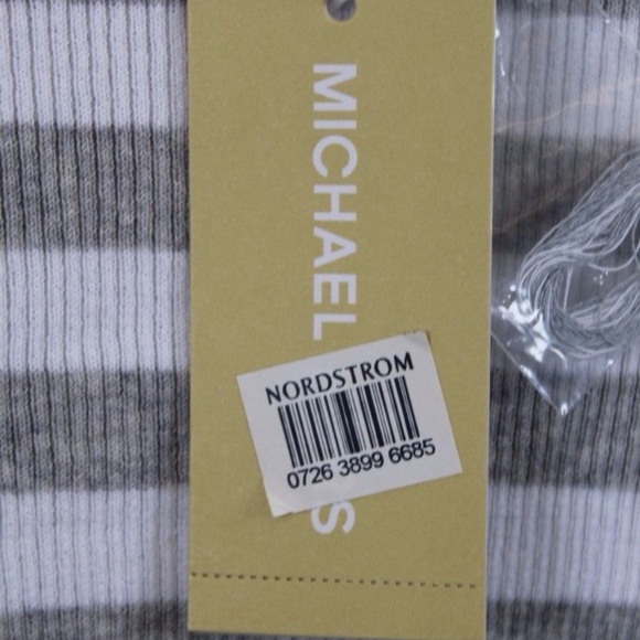 MICHAEL KORS GRAY WHITE STRIPE SWEATER SMALL - Picture 3 of 5