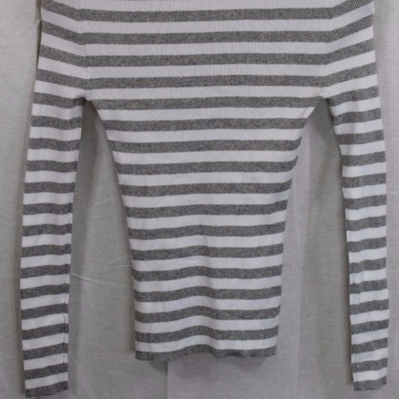 MICHAEL KORS GRAY WHITE STRIPE SWEATER SMALL - Picture 5 of 5