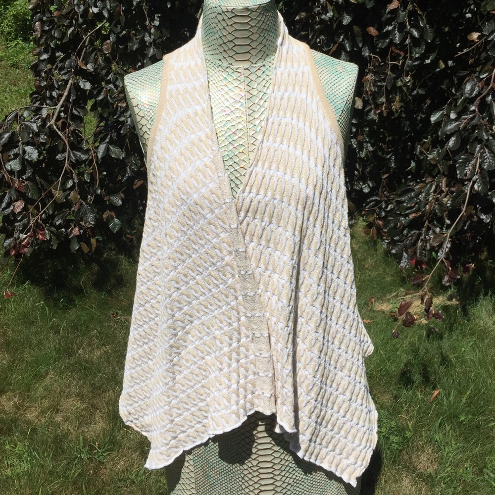 SALE White and Tan Vest Sweater