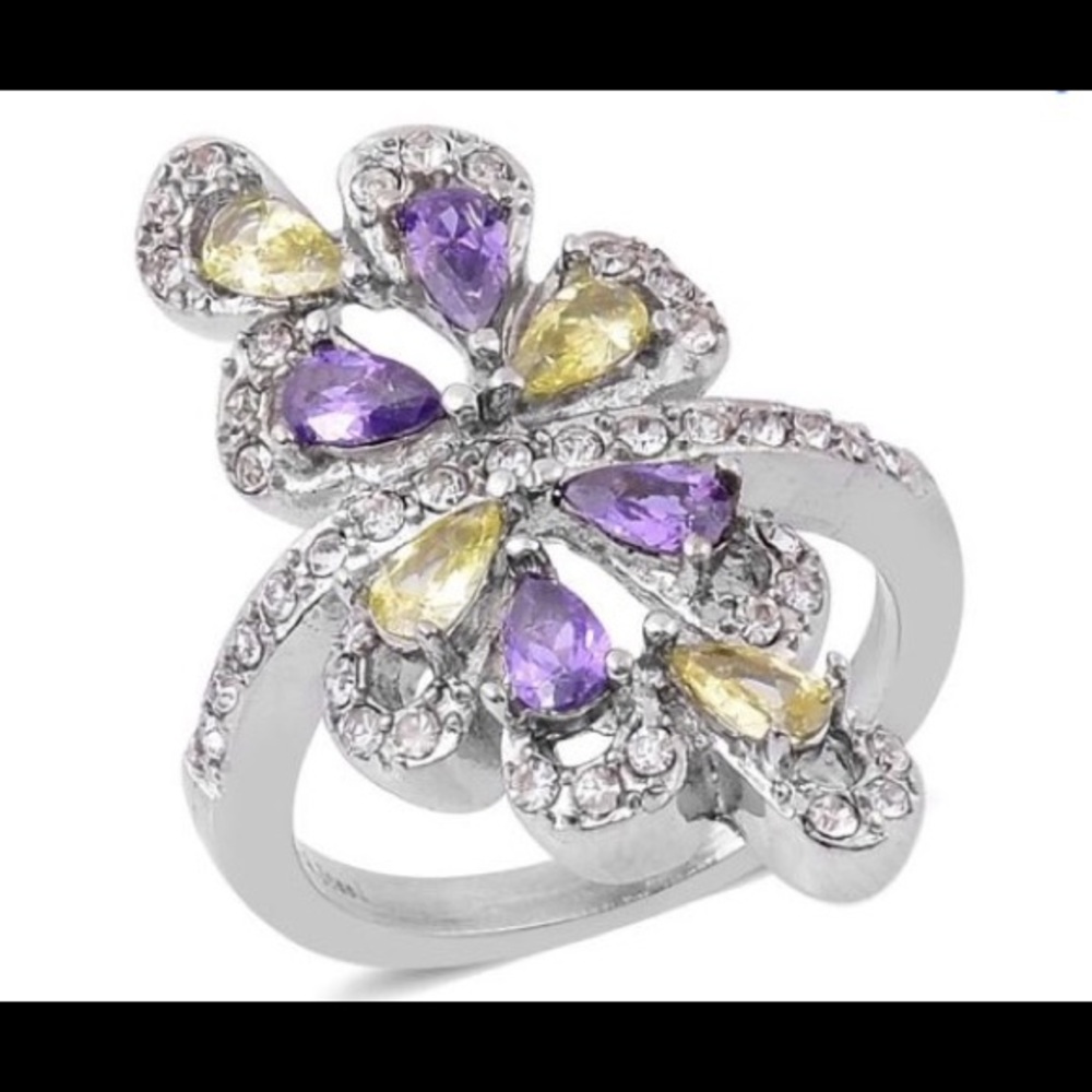 Austrian Crystal With Simulated Diamond Ring.