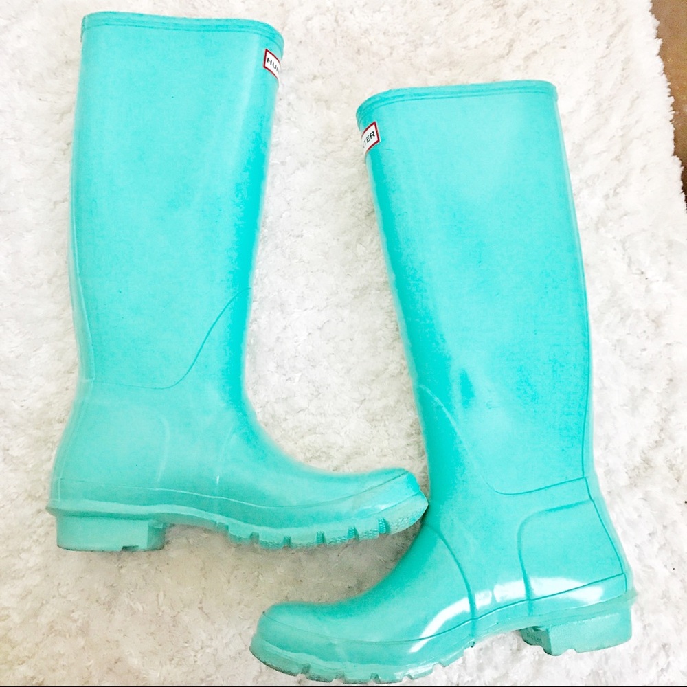 HUNTER RAIN BOOTS TIFFANY BLUE