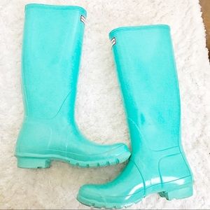 HUNTER RAIN BOOTS TIFFANY BLUE