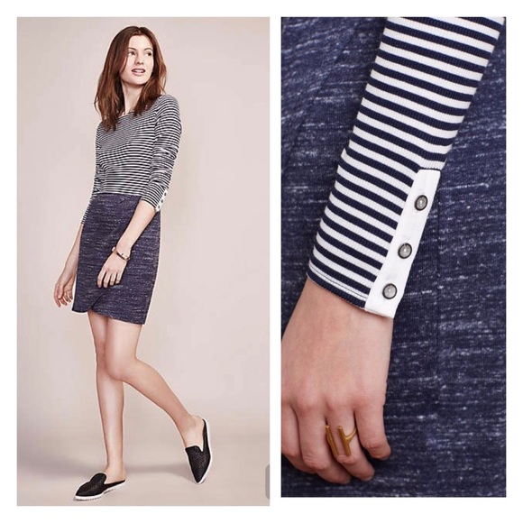 anthropologie dolan mixed stripe dress with cuffs - Picture 3 of 8