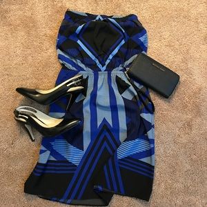 NWT Express Strapless blue and black dress