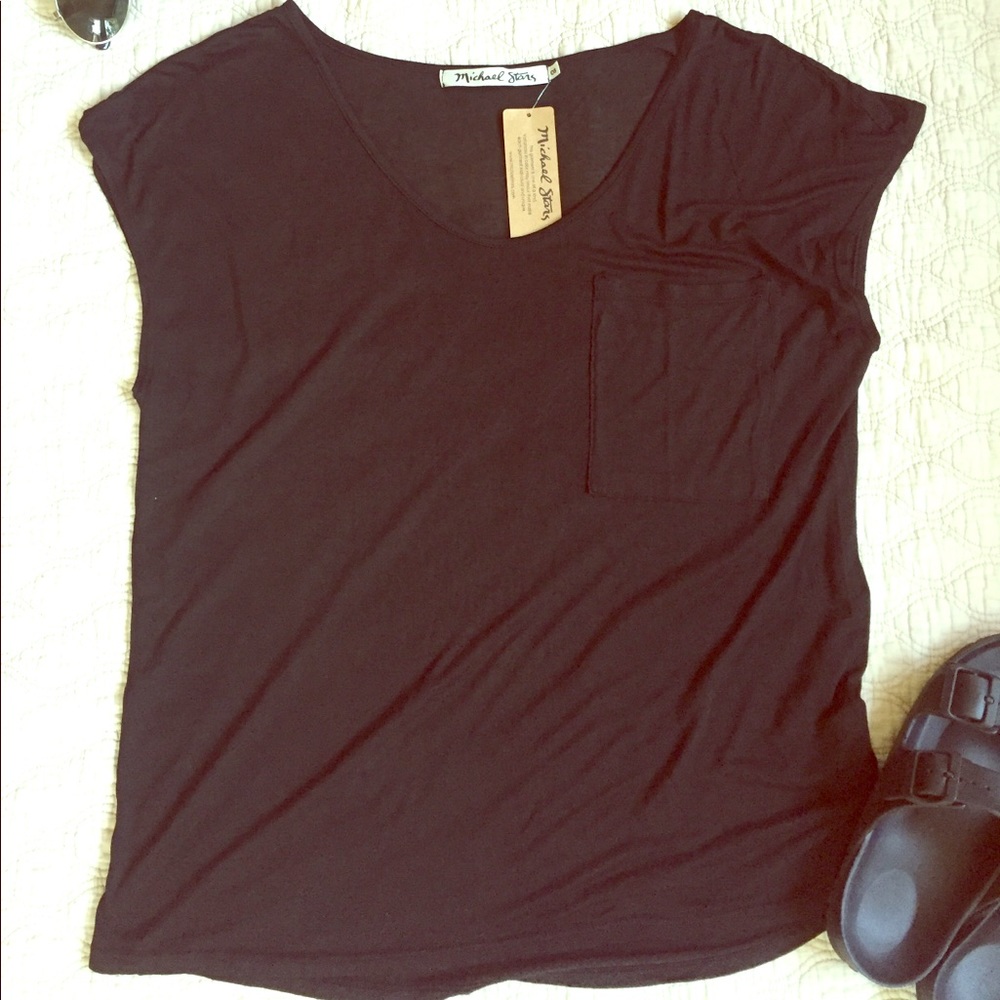 Michael Stars One Size Black Pocket T-shirt