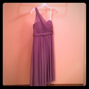 David's Bridal Short One-shoulder Bridesmaid Dress