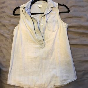 J. Crew collared button tank. Chambray.