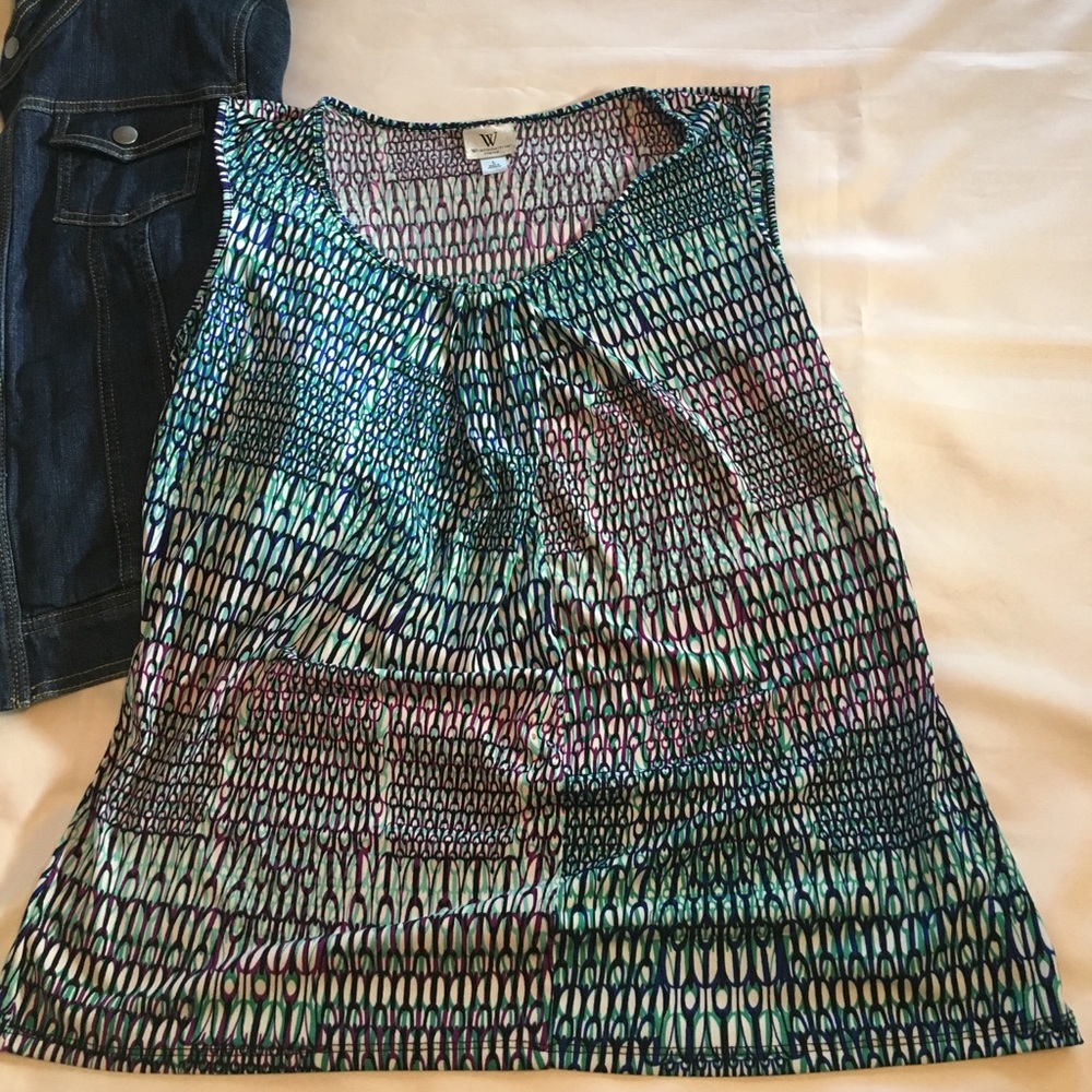 Patterned tank top looks great layered or alone.