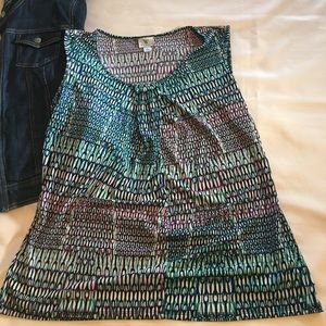 Patterned tank top looks great layered or alone.