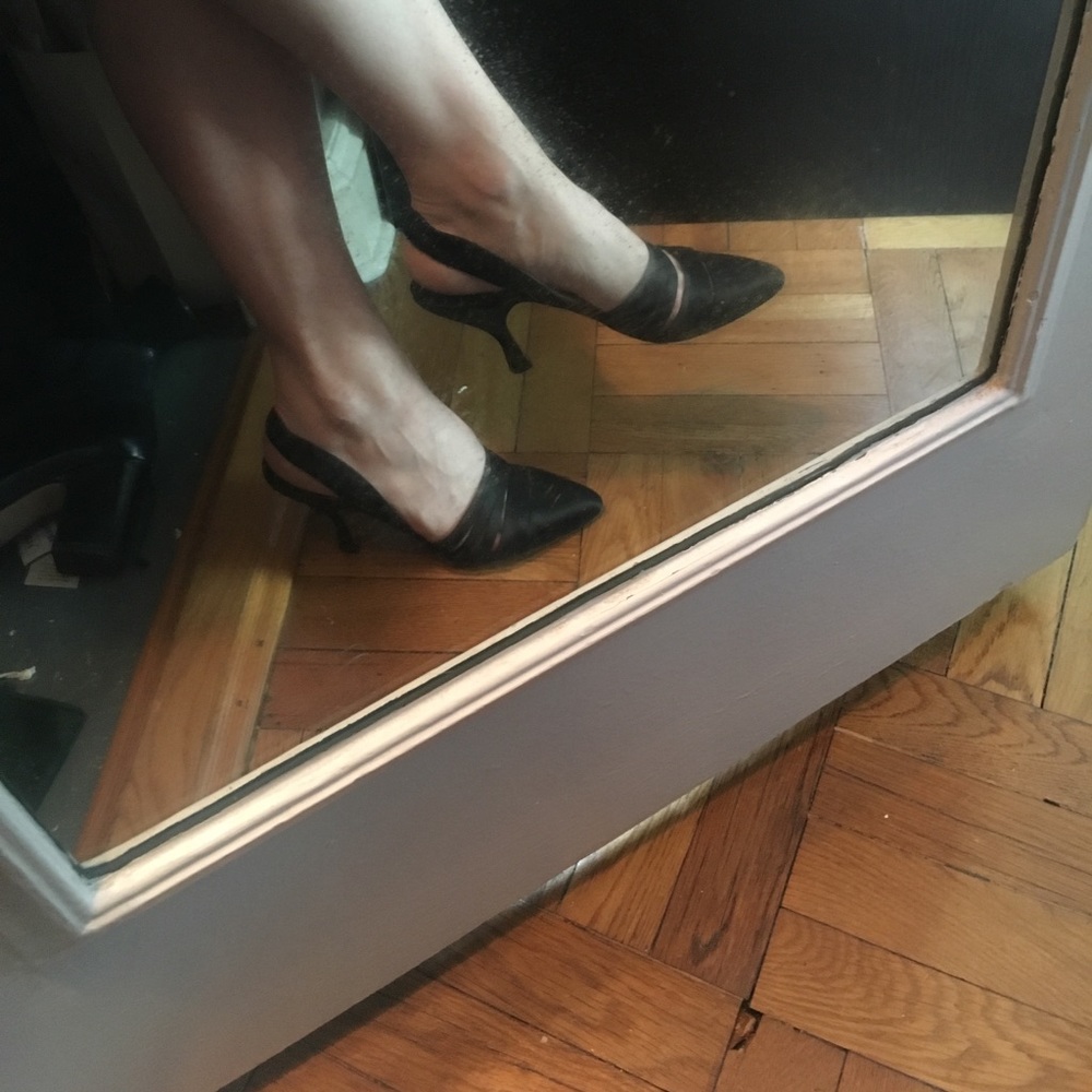 Vintage Monolo Blahnik Black Evening Slingbacks