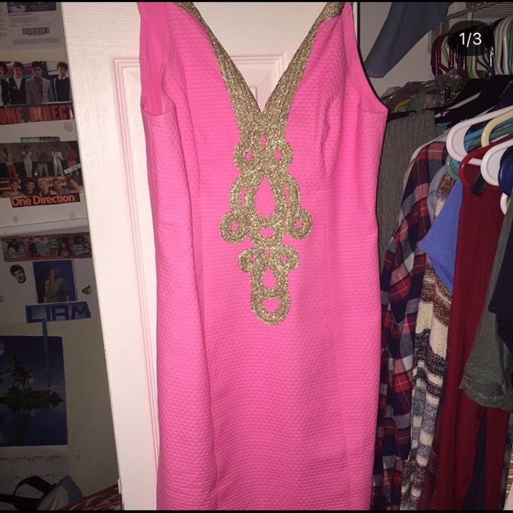 Hot pink and gold lily Pulitzer dress