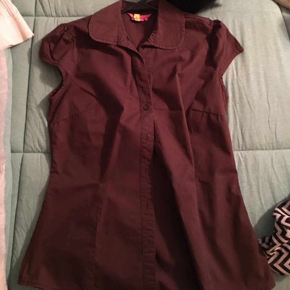 Brown short sleeve button down