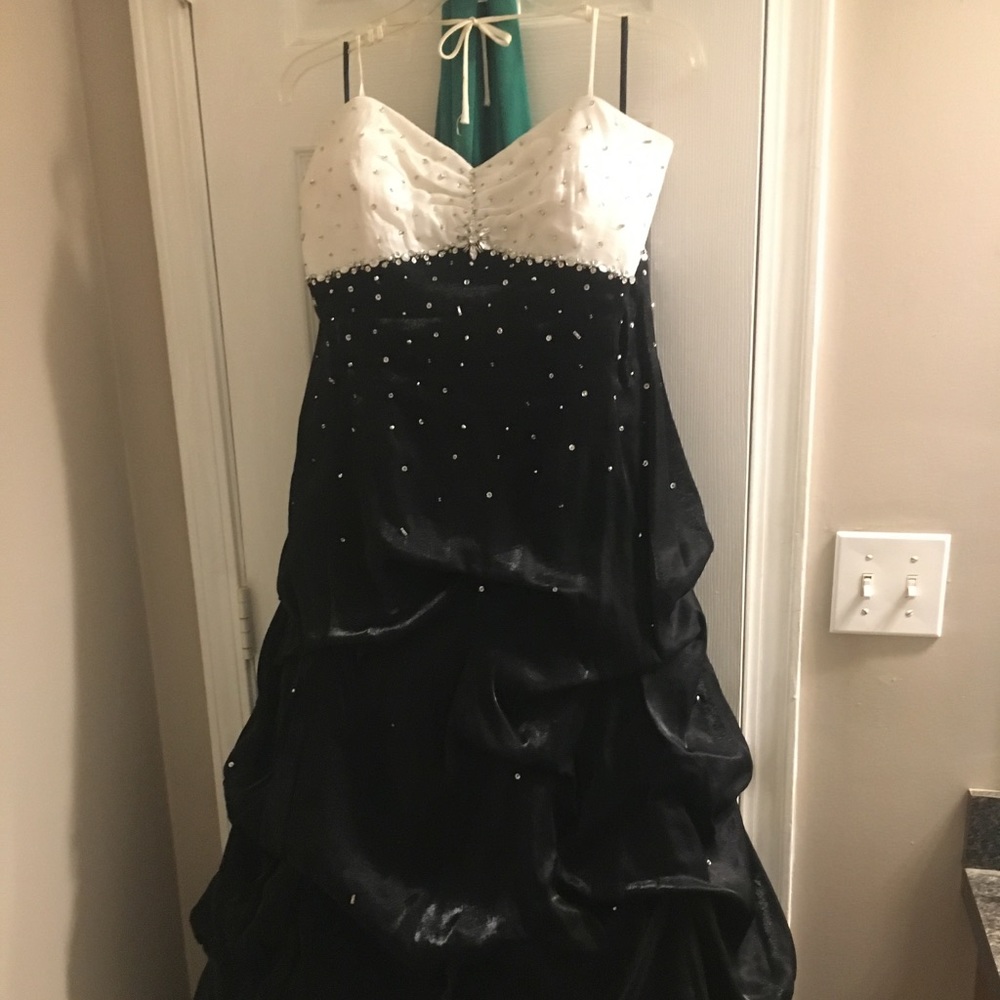 Black and white formal ball gown