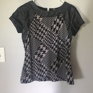 Patterned top with faux leather
