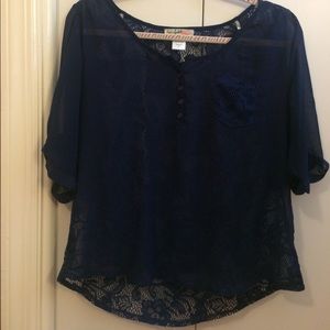 Navy blue sheer blouse