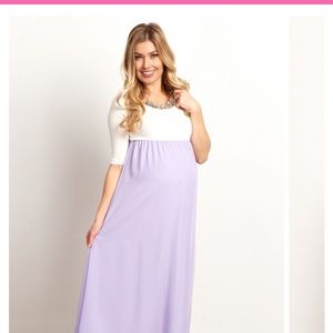 Lavender Chiffon Colorblock Maternity Maxi Dress