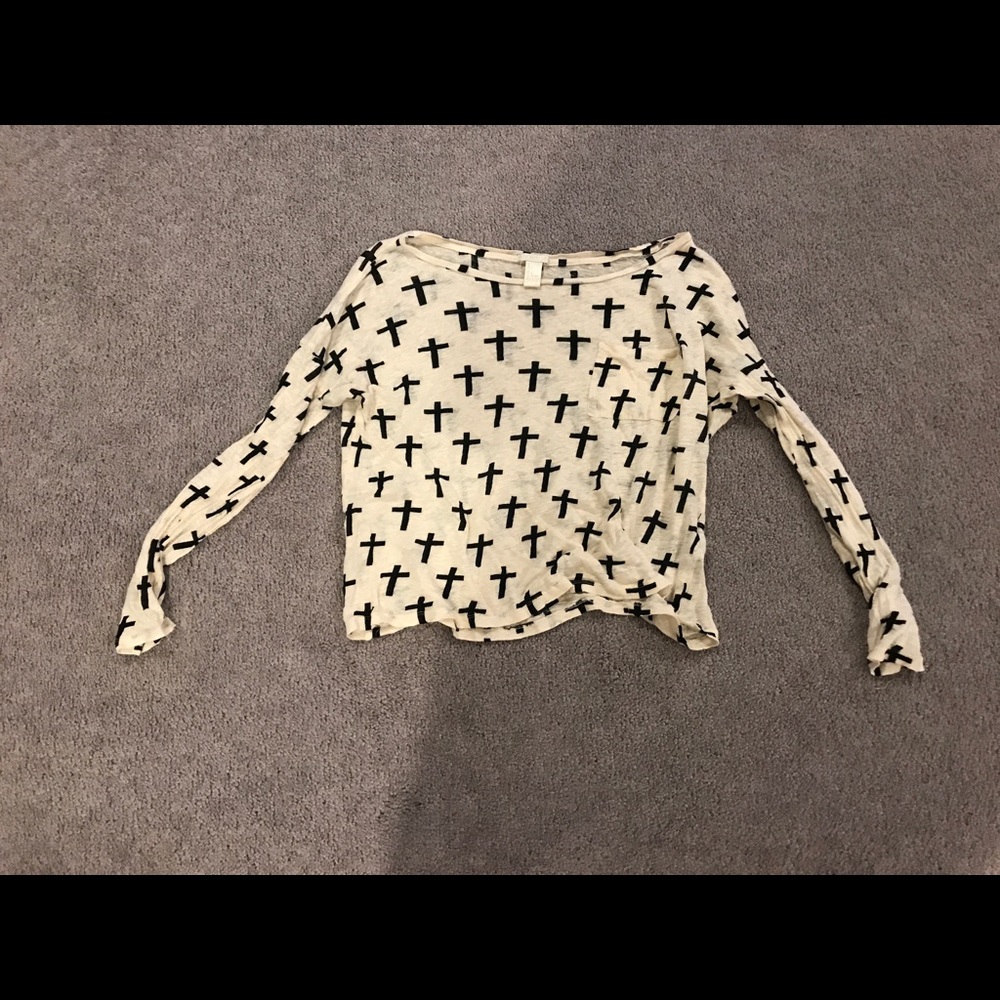 Forever 21 Neutral Top w/ Black Crosses