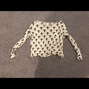 Forever 21 Neutral Top w/ Black Crosses