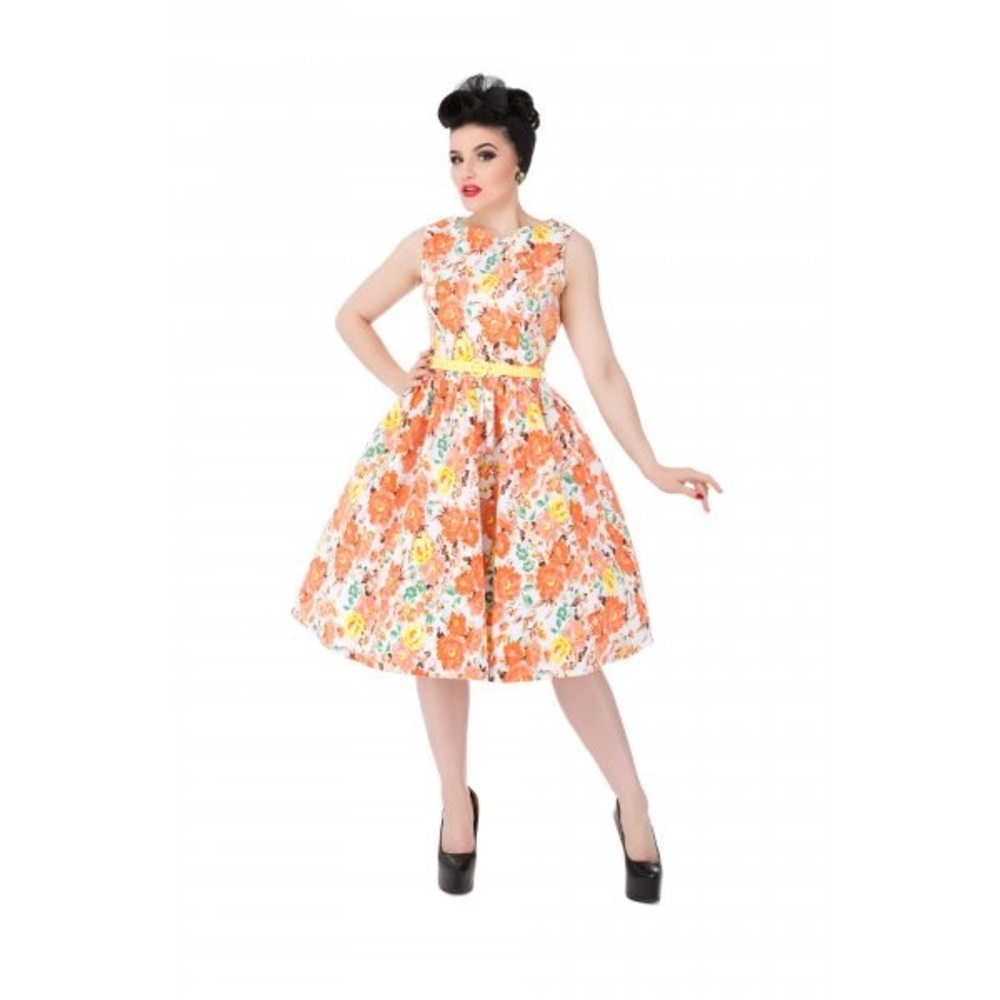 Lindy Bop peach floral Audrey - size US S - EUC