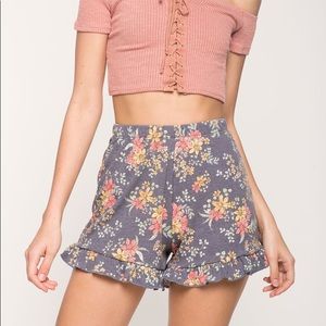 Blue Floral 🌹 print ribbed shorts