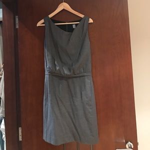 Jcrew suiting cowl neck grey wool shift dress