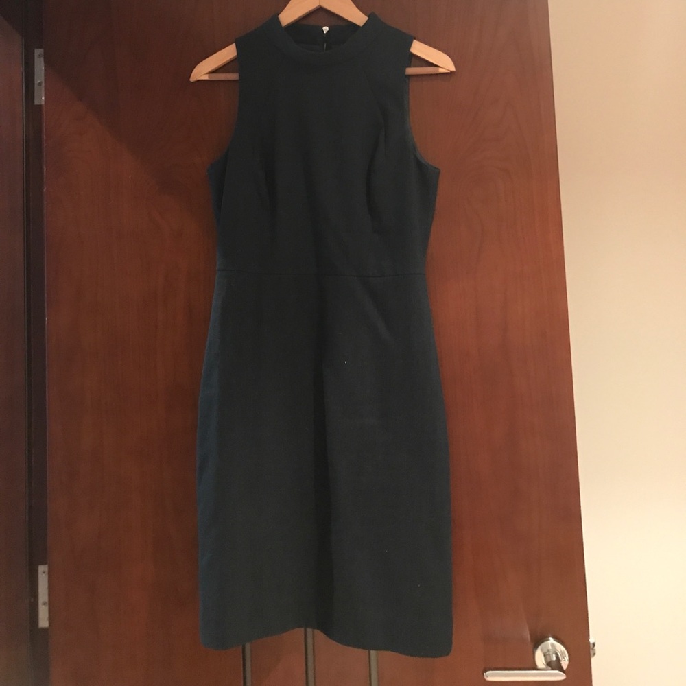 Super sleek slightly mock neck shift dress