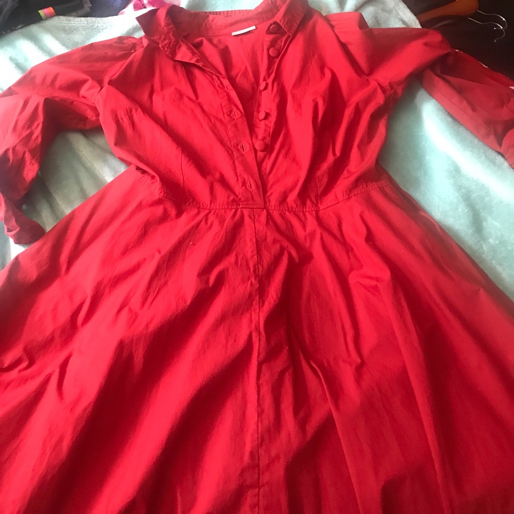 Red dress shirt dress