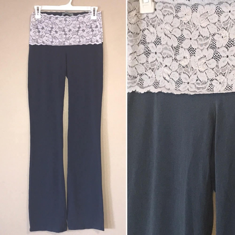 ❌SOLD❌Black Lace Waist Yoga Pants Cotton Leisure - Picture 3 of 6