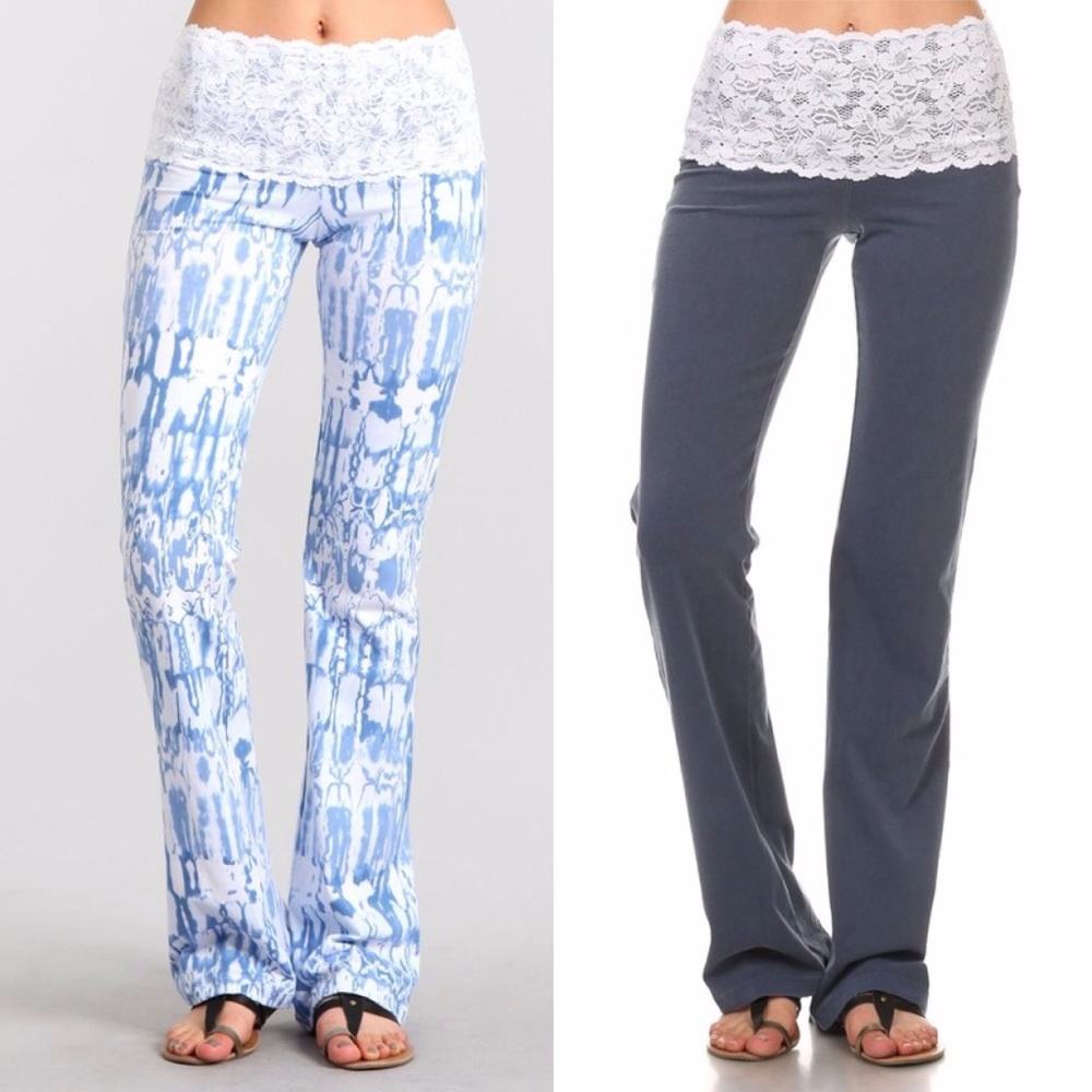 ❌SOLD❌Black Lace Waist Yoga Pants Cotton Leisure - Picture 5 of 6