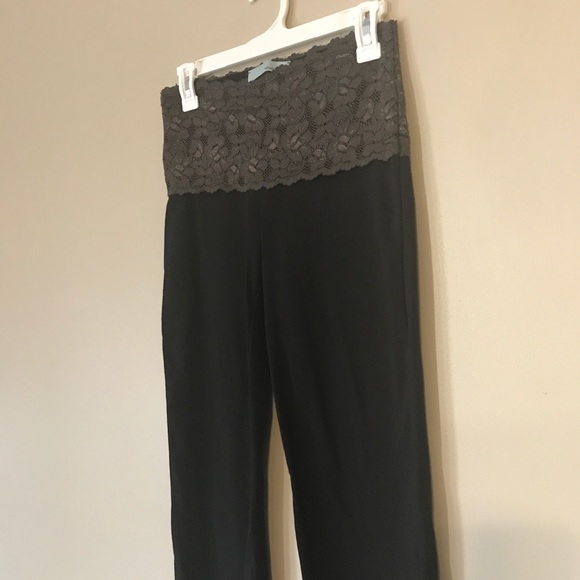 ❌SOLD❌Black Lace Waist Yoga Pants Cotton Leisure - Picture 2 of 6