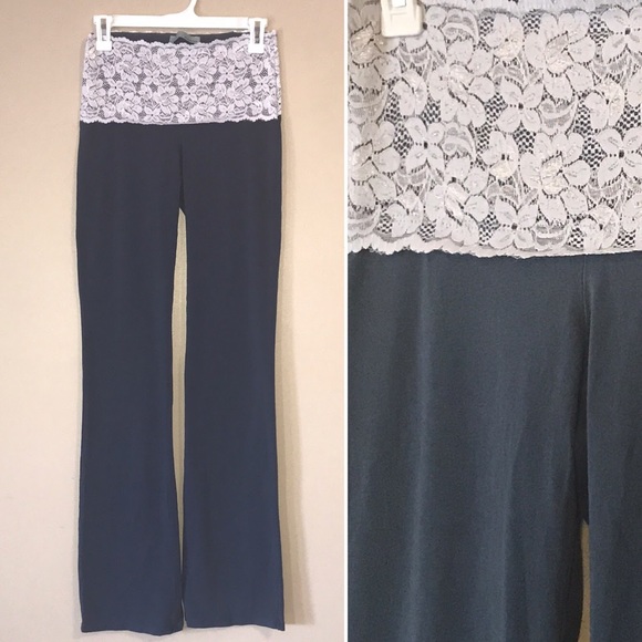 ❌SOLD❌Black Lace Waist Yoga Pants Cotton Leisure - Picture 3 of 6