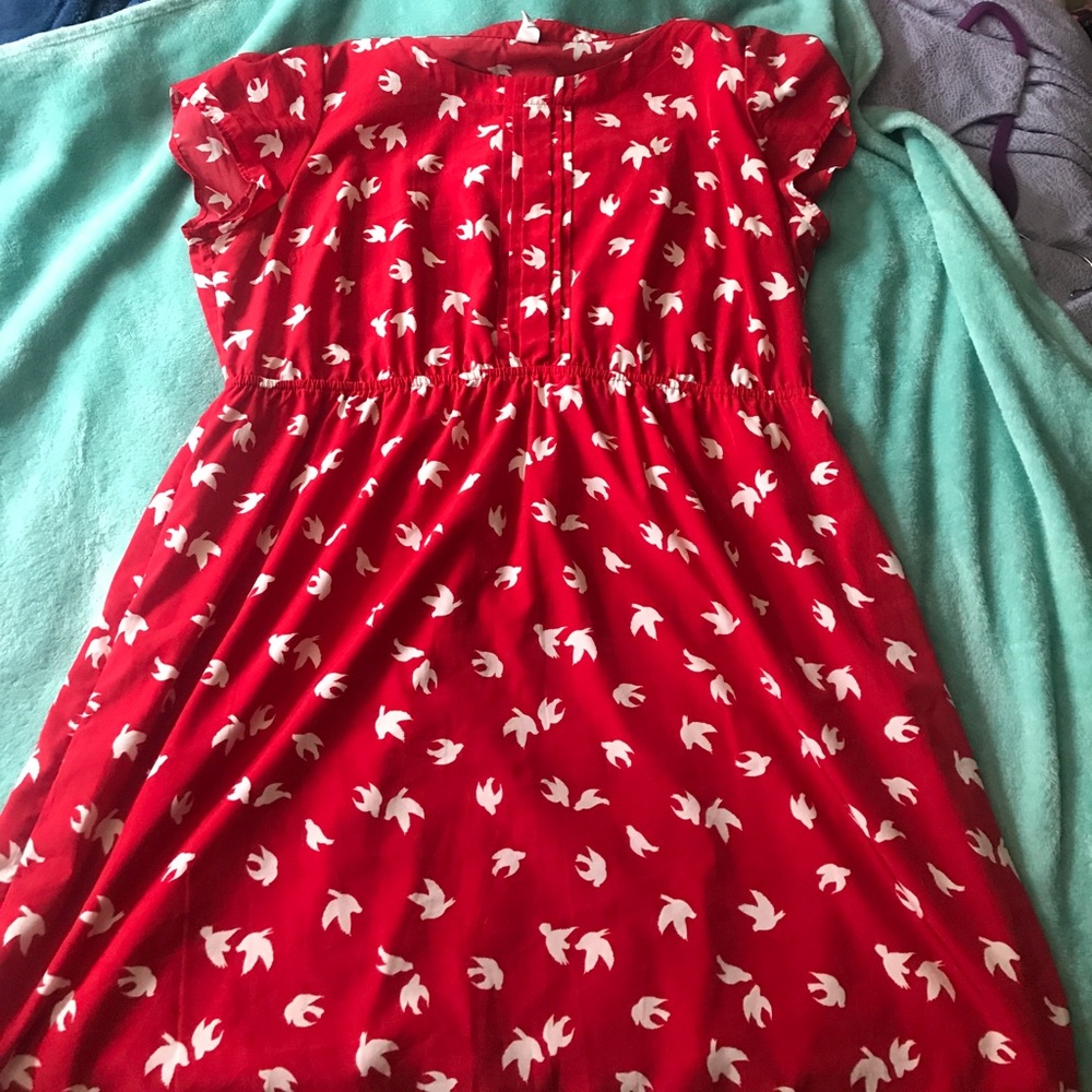 Red bird dress