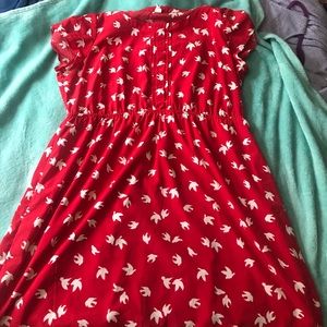 Red bird dress