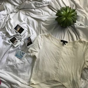 Simple Tight Cream Crop Top 💞