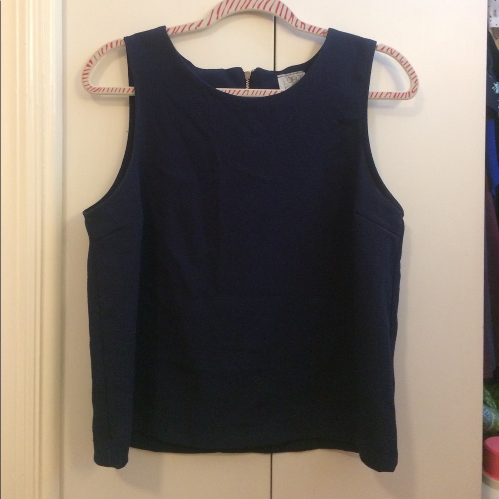 Navy blue sleeveless blouse