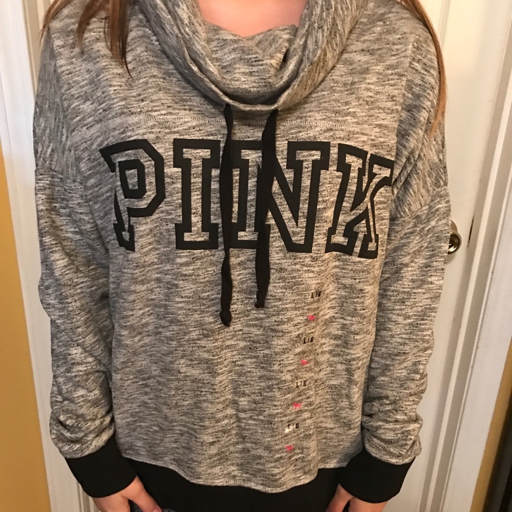 PINK cow neck sweatshirt